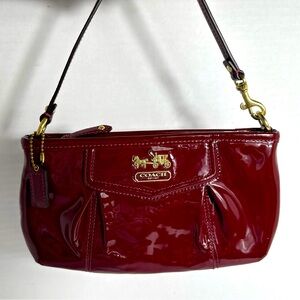 Coach Red Leather Shoulder Bag with Gold Hardware